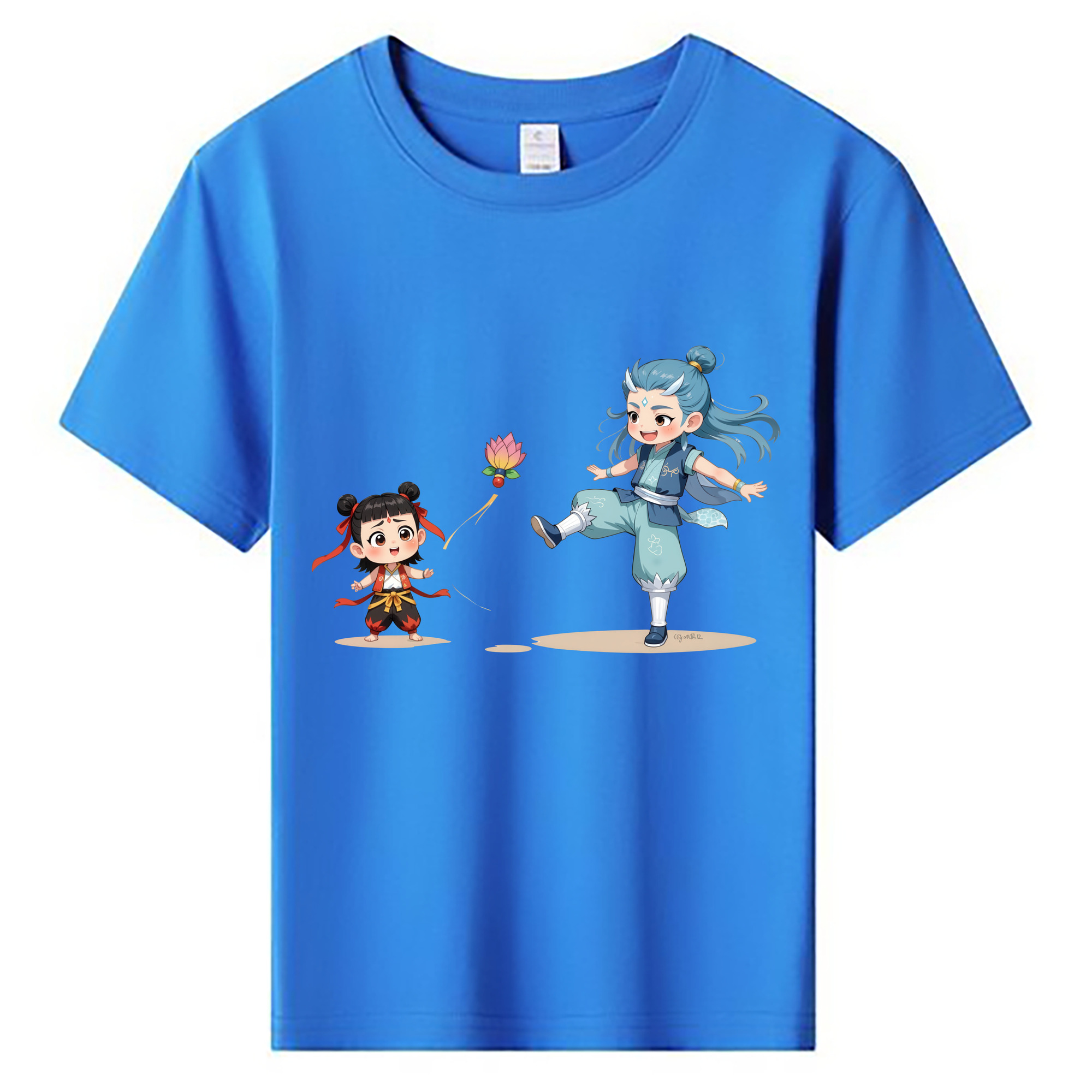 （画像用） Ne Zha 2 ナタ 魔童の大暴れ 綿100％キッズTシャツ（フロントプリント）